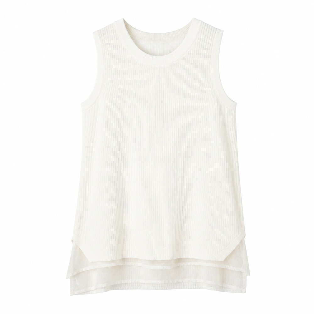 Banana Republic Womens Mixed Media Sweater Tank Top Knit Sleeveless White Sz XS